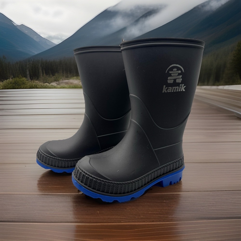 NEW Kamik Baby Stomp Rain Boots - Charcoal Blue Size 5